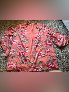 Fever Coral Peach Floral Blouse